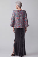 Load image into Gallery viewer, Dark Grey Velvet Mermaid Floral 2 Piece Long Mother of the Bride Dress with Cape