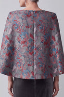 Load image into Gallery viewer, Dark Grey Velvet Mermaid Floral 2 Piece Long Mother of the Bride Dress with Cape