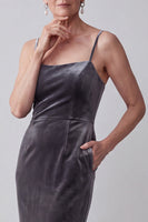 Load image into Gallery viewer, Dark Grey Velvet Mermaid Floral 2 Piece Long Mother of the Bride Dress with Cape