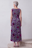 Load image into Gallery viewer, Fuchsia Floral Sparkly A Line 2 Piece Long Mother of the Bride Dress with Pocket
