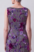 Load image into Gallery viewer, Fuchsia Floral Sparkly A Line 2 Piece Long Mother of the Bride Dress with Pocket