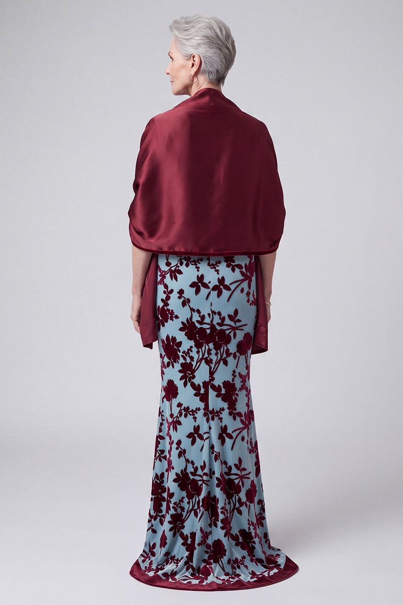 Load image into Gallery viewer, Floral Lake Blue Velvet Mermaid Long Mother of the Bride Dress with Jacket