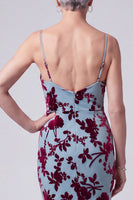 Load image into Gallery viewer, Floral Lake Blue Velvet Mermaid Long Mother of the Bride Dress with Jacket