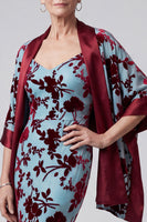 Load image into Gallery viewer, Floral Lake Blue Velvet Mermaid Long Mother of the Bride Dress with Jacket