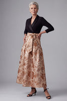 Load image into Gallery viewer, Floral Jacquard Champagne A Line Shawl Lapel Long Mother of the Bride Dress with Bow