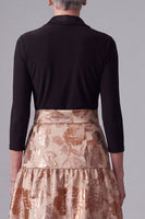 Load image into Gallery viewer, Floral Jacquard Champagne A Line Shawl Lapel Long Mother of the Bride Dress with Bow