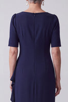 Load image into Gallery viewer, Sparkly Navy Sheath Ruffled Ruched Beaded Long Mother of the Bride Dress with Rhinestones