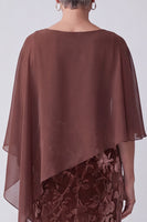 Load image into Gallery viewer, Floral Chocolates Sheath Velvet Two Piece Long Mother of the Bride Dress with Cape