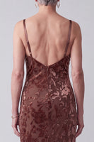 Load image into Gallery viewer, Floral Chocolates Sheath Velvet Two Piece Long Mother of the Bride Dress with Cape