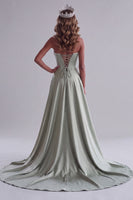 Load image into Gallery viewer, Floral Sage Green Sheath Corset Sparkly Sequin Sweetheart Long Pageant Dress with Cape