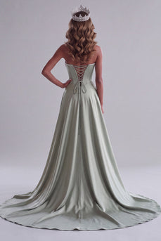 Floral Sage Green Sheath Corset Sparkly Sequin Sweetheart Long Pageant Dress with Cape