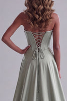 Load image into Gallery viewer, Floral Sage Green Sheath Corset Sparkly Sequin Sweetheart Long Pageant Dress with Cape