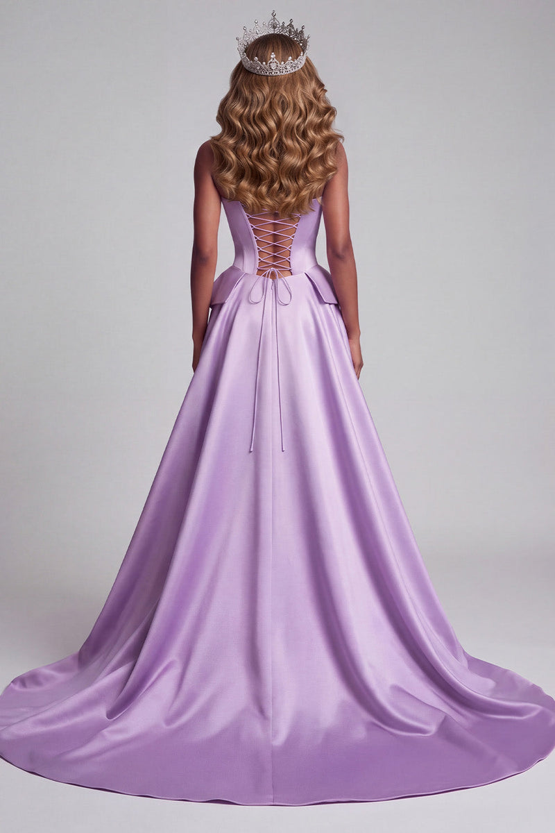Load image into Gallery viewer, Mermaid Lavender Floral Corset Ruched Sparkly Sequin Long Pageant Dress with Cape