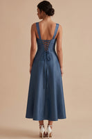 Load image into Gallery viewer, A Line Twilight Thick Straps Midi Wedding Guest Dress with Bow