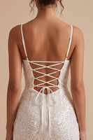 Load image into Gallery viewer, Sparkly Sequin White Bodycon Corset Ruched Short Graduation Dress