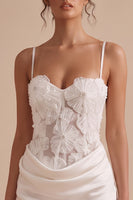 Load image into Gallery viewer, Tight White Floral Corset Drape Short Graduation Dress with Beading