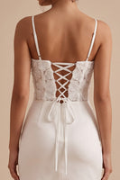 Load image into Gallery viewer, Tight White Floral Corset Drape Short Graduation Dress with Beading