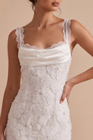 Load image into Gallery viewer, Floral White Sparkly Beaded Tight Cowl Neck Short Graduation Dress with Pearls
