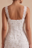 Load image into Gallery viewer, Floral White Sparkly Beaded Tight Cowl Neck Short Graduation Dress with Pearls