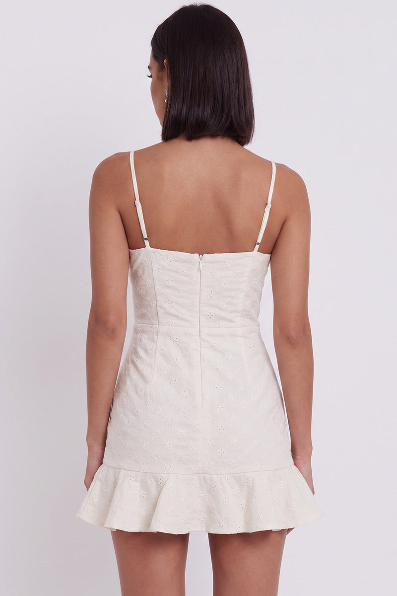 Load image into Gallery viewer, White A line Ruffled Spaghetti Straps Short Graduation Dress