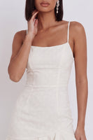 Load image into Gallery viewer, White A line Ruffled Spaghetti Straps Short Graduation Dress