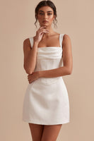 Load image into Gallery viewer, Corset White Tight Ruched Thick Straps Short Graduation Dress