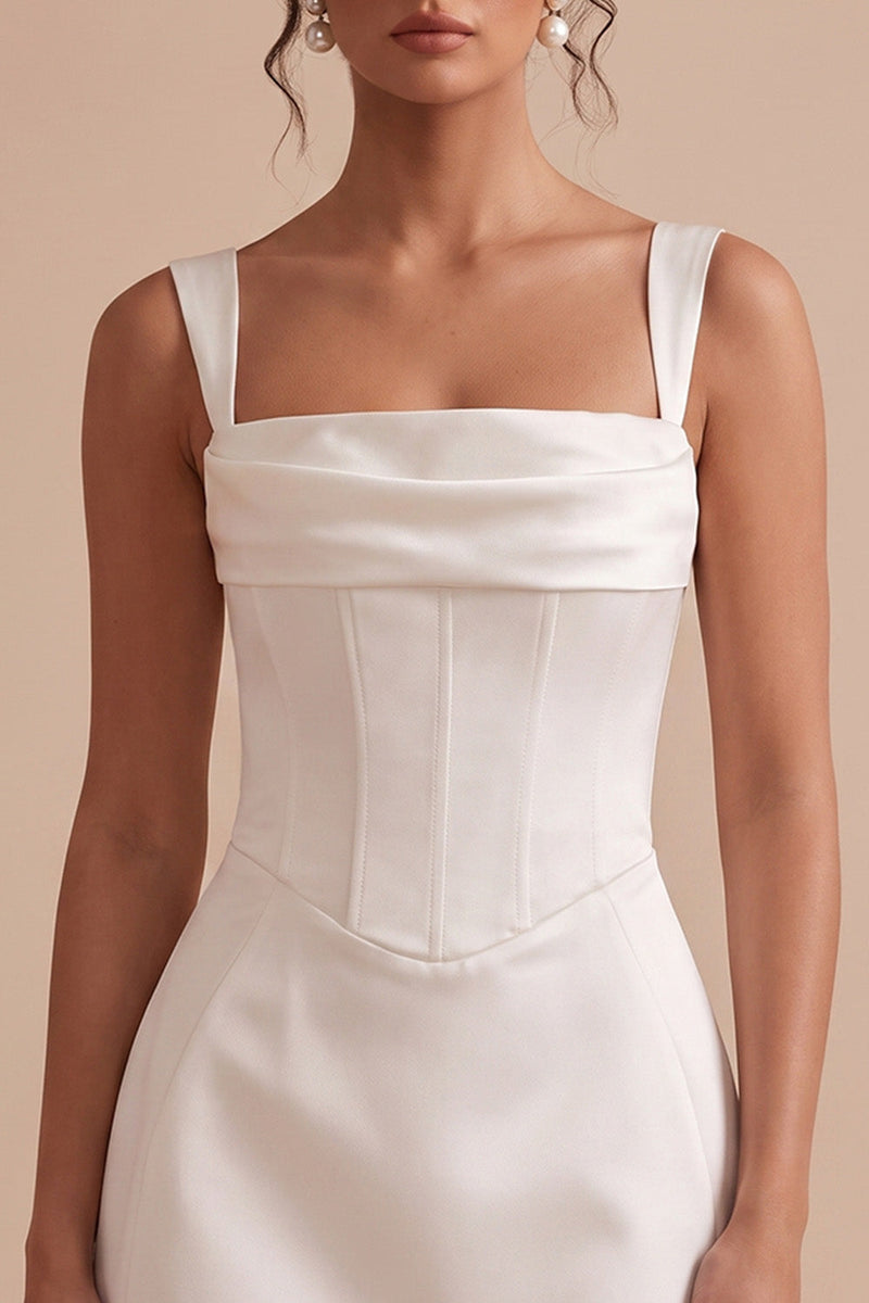 Load image into Gallery viewer, Corset White Tight Ruched Thick Straps Short Graduation Dress