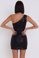 Load image into Gallery viewer, Sparkly Black Bodycon Sequins Cut Out Mini Cocktail Dress