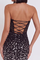Load image into Gallery viewer, Sparkly Black Tight Strapless Mini Corset Cocktail Dress with Rhinestones
