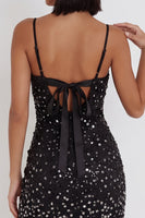Load image into Gallery viewer, Sparkly Black Bodycon Spaghetti Straps Mini Cocktail Dress with Rhinestones
