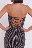 Load image into Gallery viewer, Sparkly Sequins Black Tube Top Tight Short Cocktail Dress