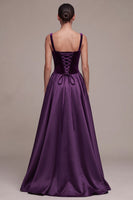 Load image into Gallery viewer, Plum Ball Gown Velvet Square Neck Long Evening Dress