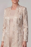 Load image into Gallery viewer, Sheath Champagne Floral Satin Two Piece Long Mother of the Bride Dress with Slit