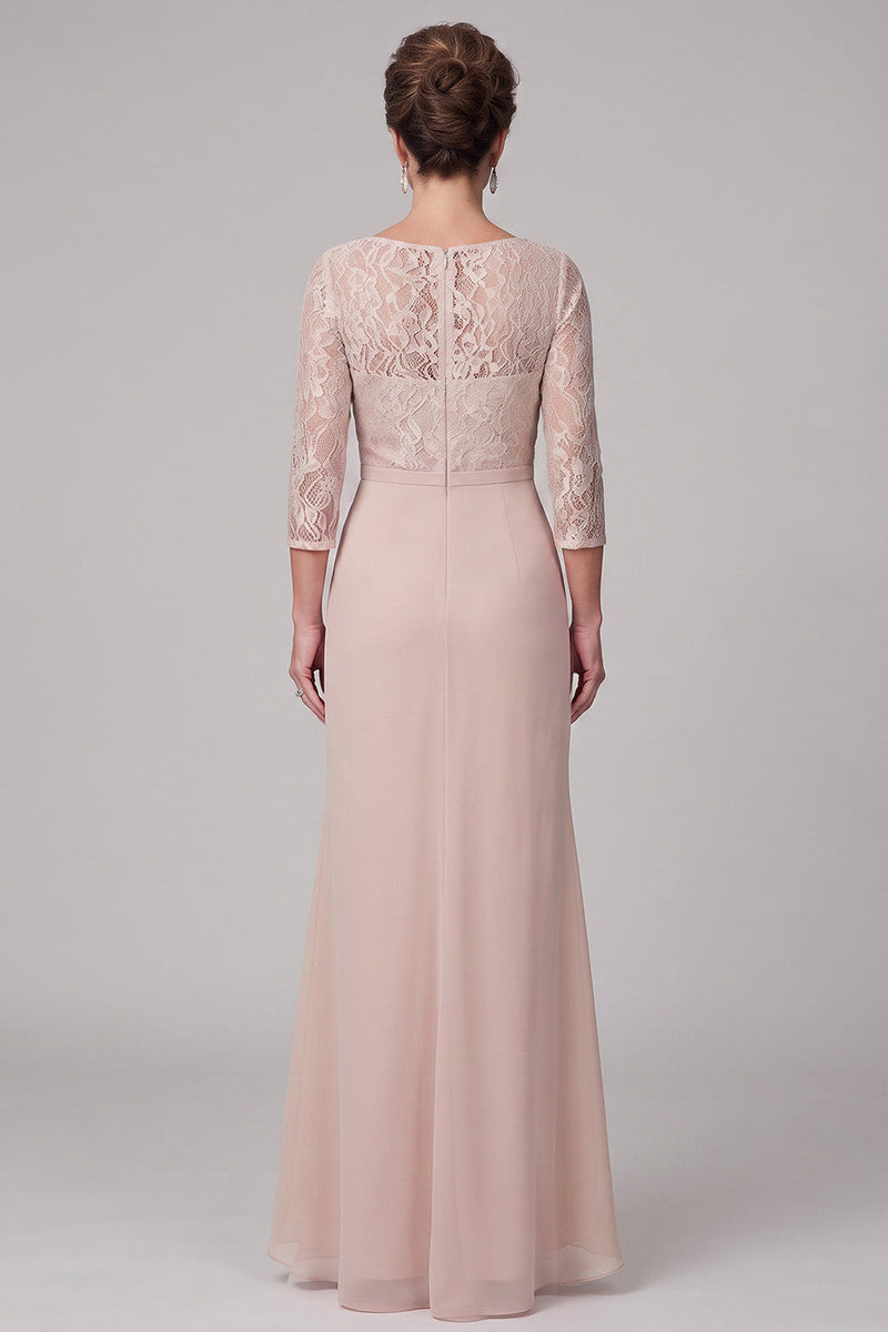Load image into Gallery viewer, Mermaid Champagne Ruffled Ruched Lace Long Mother of the Bride Dress with 3D Flower