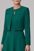 Load image into Gallery viewer, A Line Dark Green Two Piece Midi Mother of the Bride Dress with Sleeves