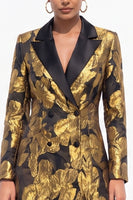 Load image into Gallery viewer, Red Peak Lapel Floral A Line Double Breasted Midi Blazer Dress