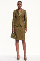 Load image into Gallery viewer, 2-Piece Brown Peak Lapel Bodycon Floral Long Sleeves Women Trouser Suits