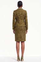 Load image into Gallery viewer, 2-Piece Brown Peak Lapel Bodycon Floral Long Sleeves Women Trouser Suits