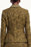 Load image into Gallery viewer, 2-Piece Brown Peak Lapel Bodycon Floral Long Sleeves Women Trouser Suits