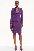 Load image into Gallery viewer, 2-Piece Brown Peak Lapel Bodycon Floral Long Sleeves Women Trouser Suits