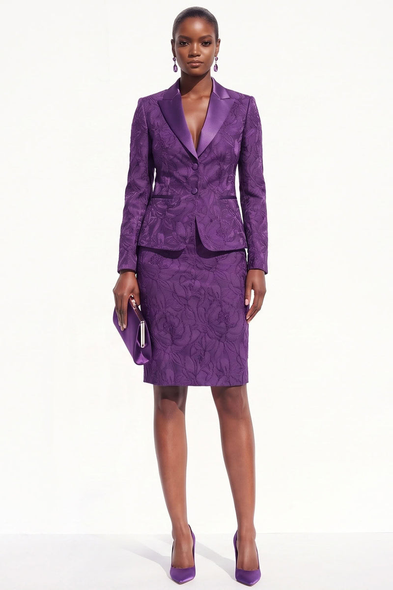 Load image into Gallery viewer, 2-Piece Brown Peak Lapel Bodycon Floral Long Sleeves Women Trouser Suits