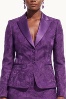 Load image into Gallery viewer, 2-Piece Brown Peak Lapel Bodycon Floral Long Sleeves Women Trouser Suits