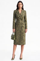 Load image into Gallery viewer, Coffee Peak Lapel Bodycon Double Breasted Floral Midi Blazer Dress