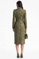 Load image into Gallery viewer, Coffee Peak Lapel Bodycon Double Breasted Floral Midi Blazer Dress