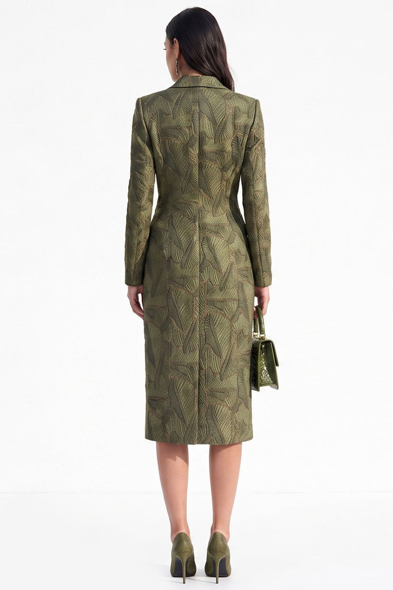 Load image into Gallery viewer, Coffee Peak Lapel Bodycon Double Breasted Floral Midi Blazer Dress