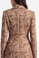 Load image into Gallery viewer, Coffee Peak Lapel Bodycon Double Breasted Floral Midi Blazer Dress