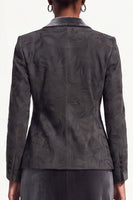 Load image into Gallery viewer, Velvet Black Grey 2-Piece Floral Peak Lapel Women Trouser Suits