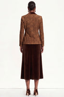 Load image into Gallery viewer, Velvet Black Grey 2-Piece Floral Peak Lapel Women Trouser Suits