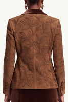 Load image into Gallery viewer, Velvet Black Grey 2-Piece Floral Peak Lapel Women Trouser Suits