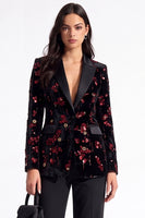 Load image into Gallery viewer, Sparkly Golden Peak Lapel Sequins Floral Women Prom Blazer